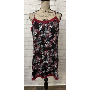 Soma Sz Large Black Pink Lace Chemise Gown Neglige Red Lace Trim Sexy slip dress